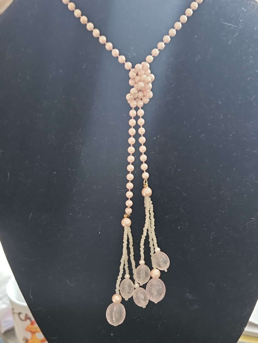 Anne Klein Soft Pink Beaded Lariat Necklace